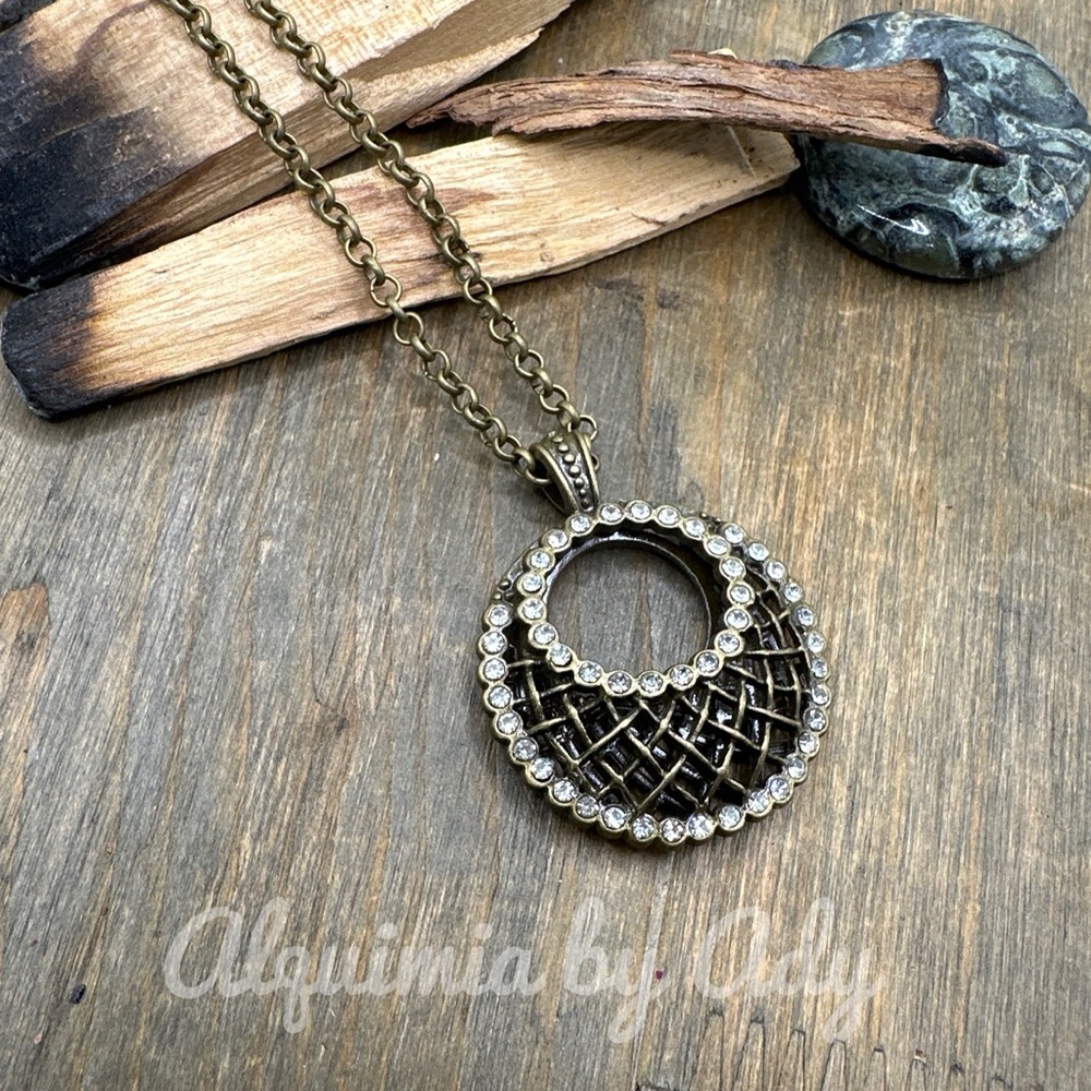 Earthy fall +  long brass big pendant necklace